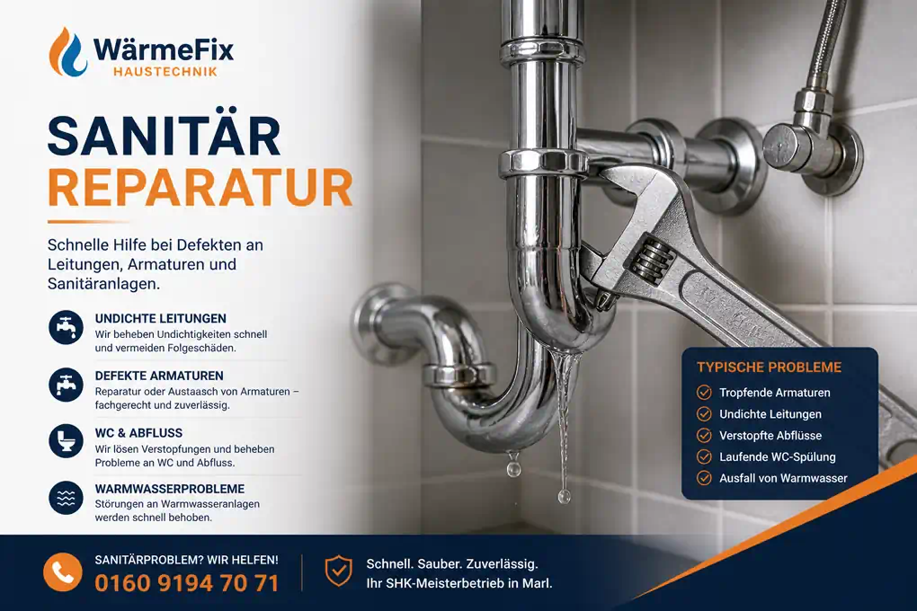Sanitärreparatur in Marl – undichte Wasserleitung unter Waschbecken