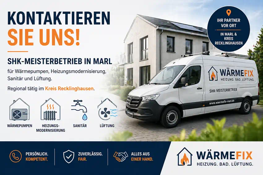 Kontakt WärmeFix Haustechnik in Marl – SHK-Meisterbetrieb für Wärmepumpe, Heizung, Sanitär und Lüftung