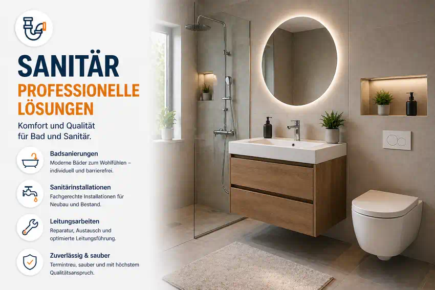 Sanitärinstallation und Badsanierung in Marl durch WärmeFix – modernes Badezimmer mit Dusche und Waschtisch